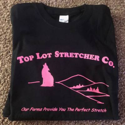 Top Lot Stretcher Co. T-shirt - Black w/pink lettering